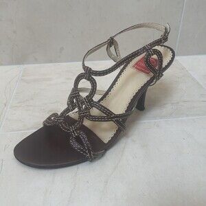 OSCAR Oscar de la Renta Brown Leather Sandals Size 6 6M Ankle Strap